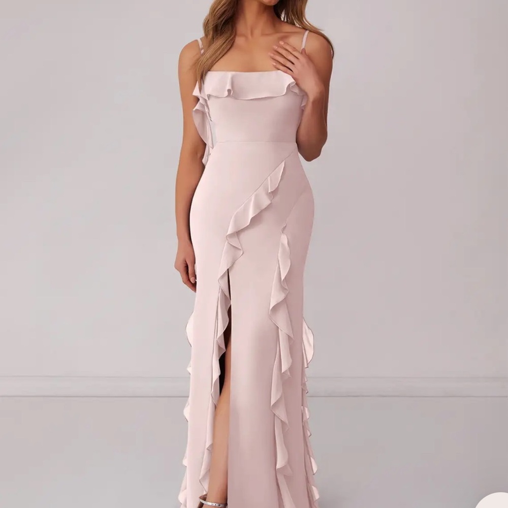 Blushing Pink Sheath Bow Chiffon Dress